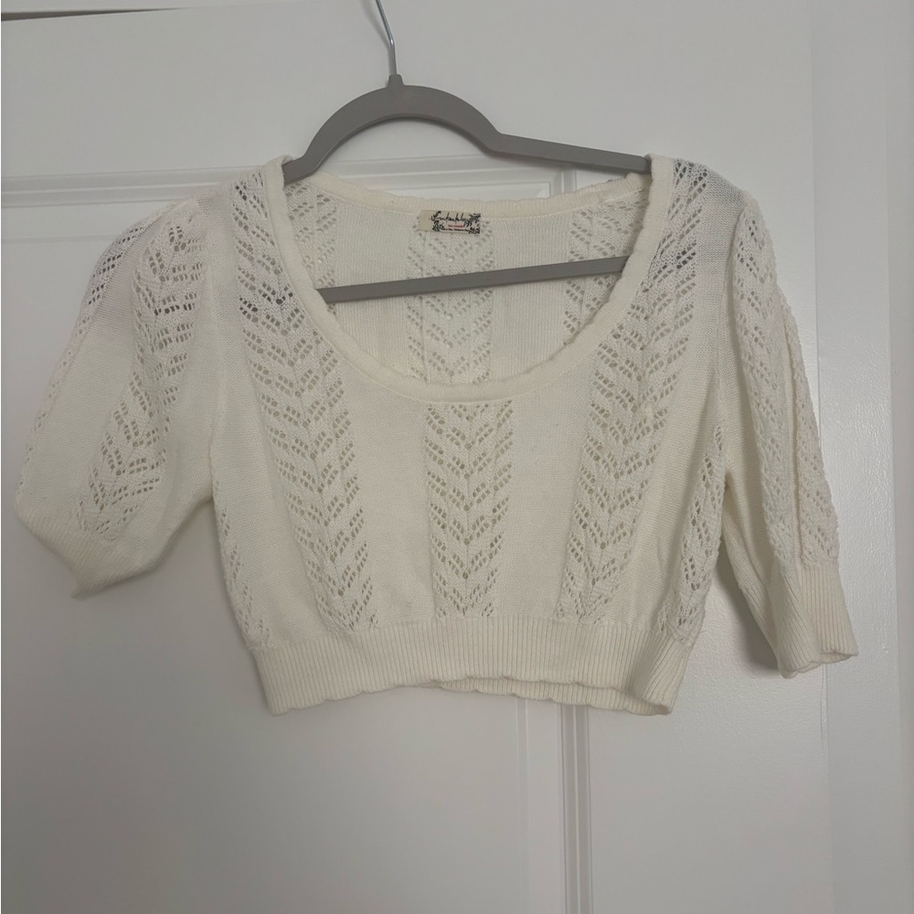 Free People Cream Knit Top